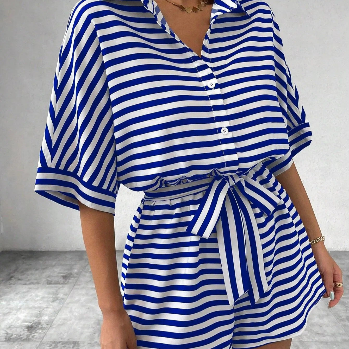 Mono corto camisero rayas horizontales - Brisa