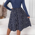 Falda para mujer evasé midi floral cintura alta - Dalia