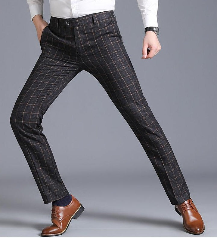 Pantalones hombre slim fit a cuadros formales - Léon