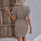 Vestido corto para mujer de manga corta cruzado con cinturón - Adriana