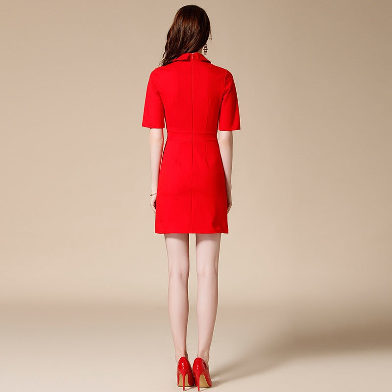 Vestido corto para mujer diseño minimalista con cuello redondo - Amelia