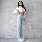 Pantalón vaquero para mujer denim elástico corte recto - Solveig