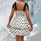 Vestido corto para mujer de estampado lazo tirantes con lazo - Amira
