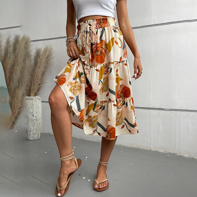 Falda midi estampada con vuelo - Amelise