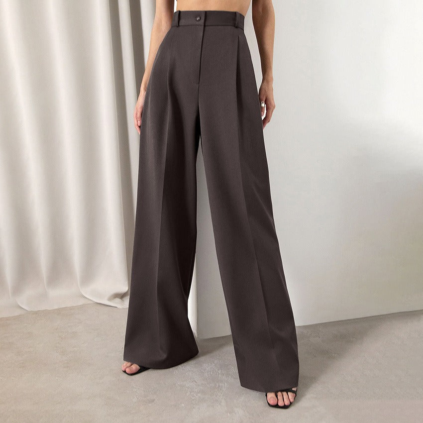 Pantalón para mujer de pierna ancha talle alto estilo sastrero - Renata