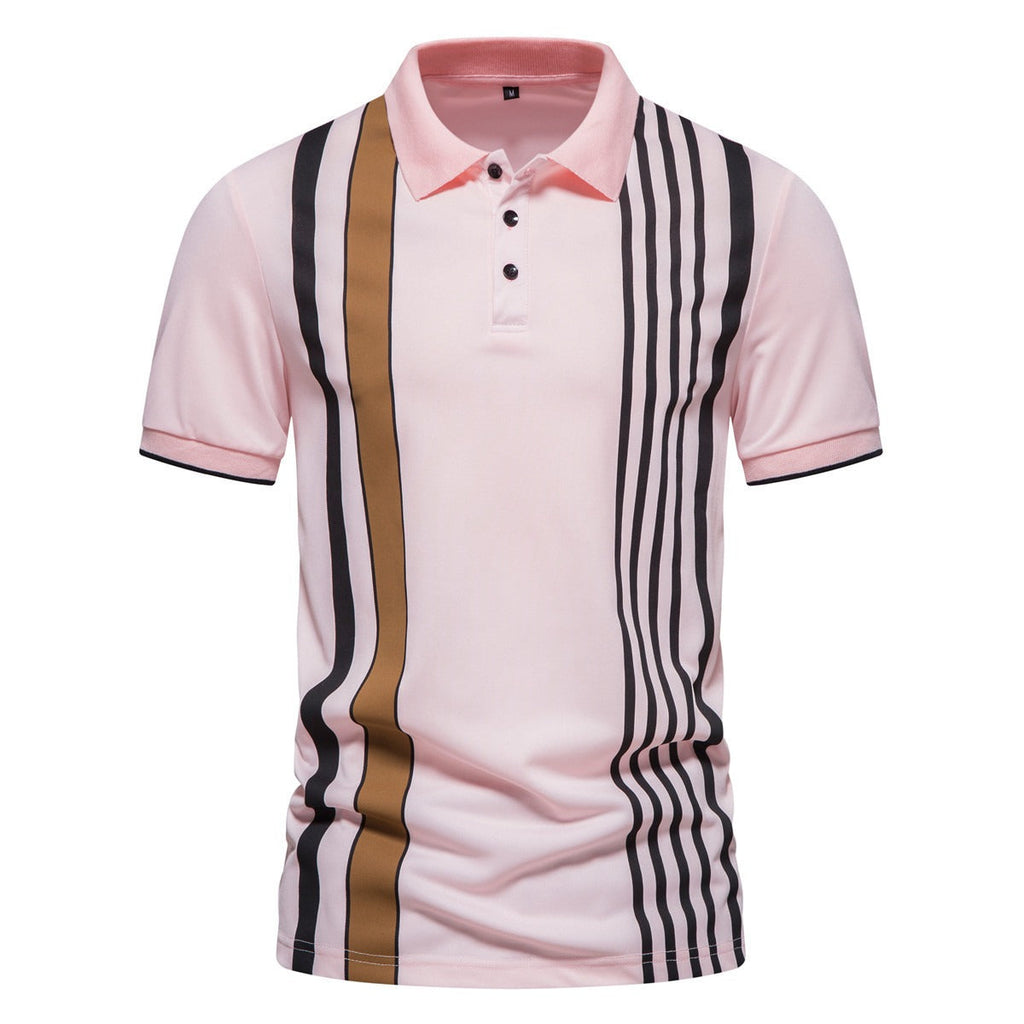 Polo para hombre de algodón estampado líneas verticales - Matteo