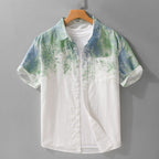 Camisa manga corta para hombre de algodón estampado artístico estilo casual - Jean