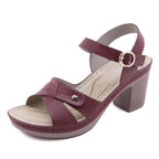 Sandalias de tacón ancho para mujer piel sintética diseño cruzado - Brigitte