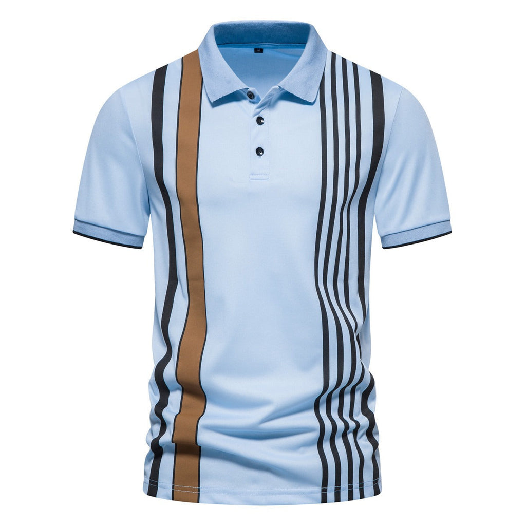 Polo para hombre de algodón estampado líneas verticales - Matteo