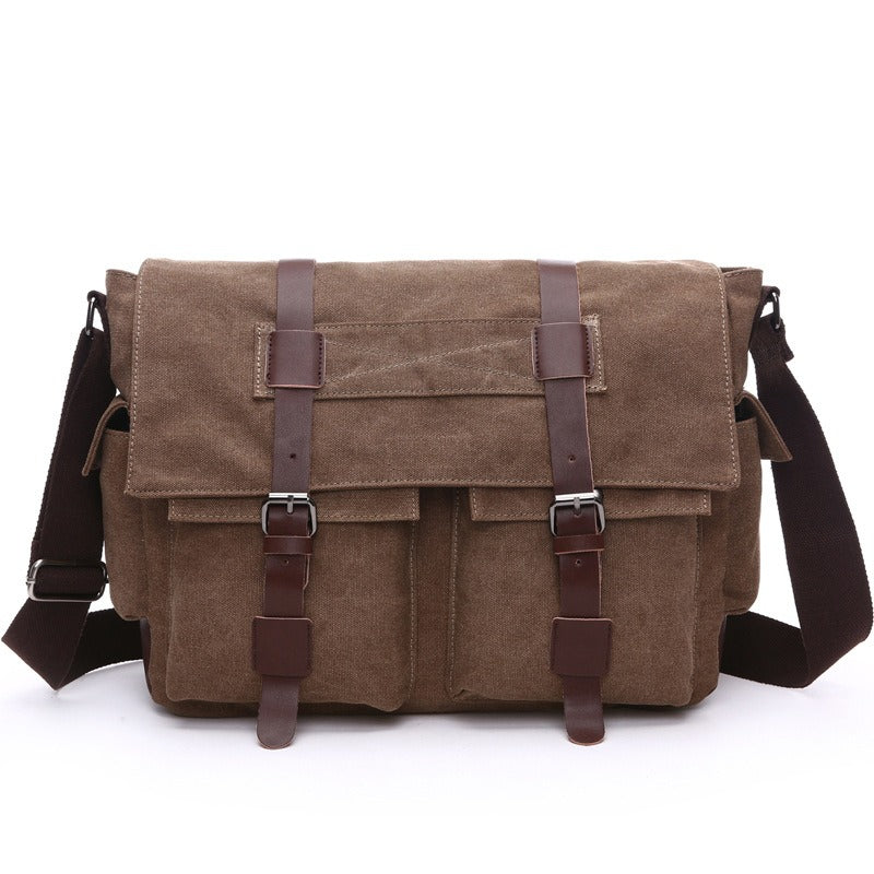 Bandolera para hombre de lona con correas de cuero estilo vintage - Sébastien