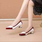 Zapatos de tacón bajo mujer cuero auténtico estilo vintage - Emma