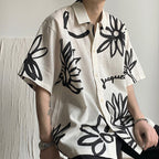 Camisa para hombre de manga corta lino diseño floral artístico - Jörg