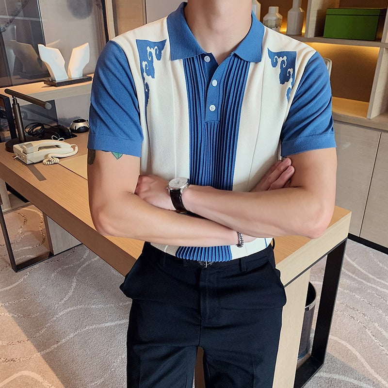 Polo hombre manga corta diseño bordado retro - Nael