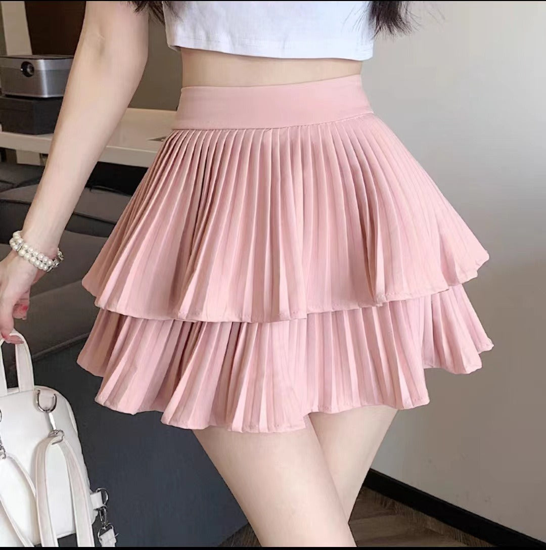 Minifalda para mujer de gasa plisada en capas corte evasé - Maëlle