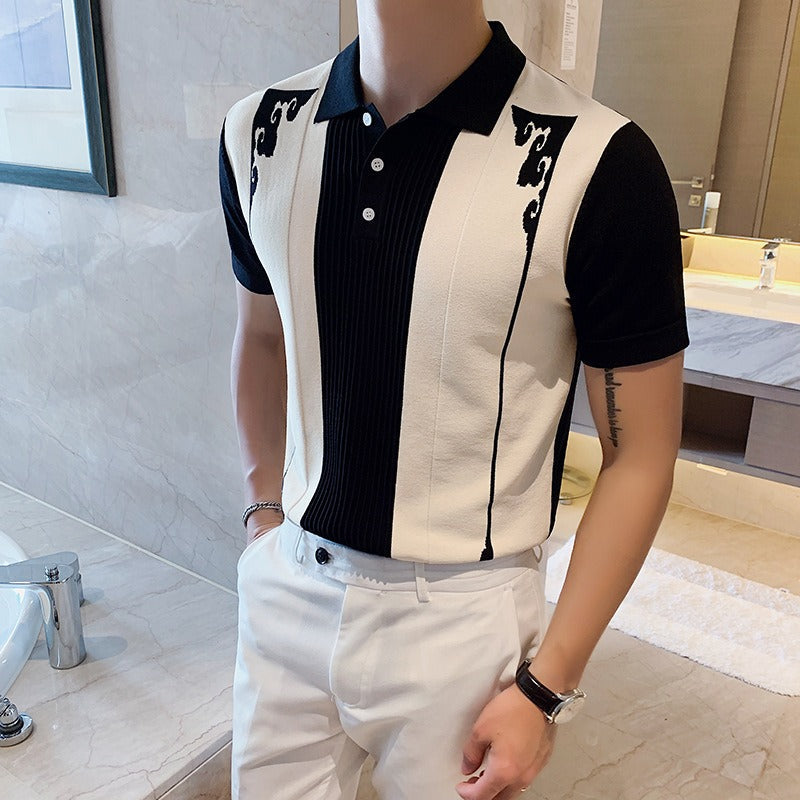 Polo hombre manga corta diseño bordado retro - Nael