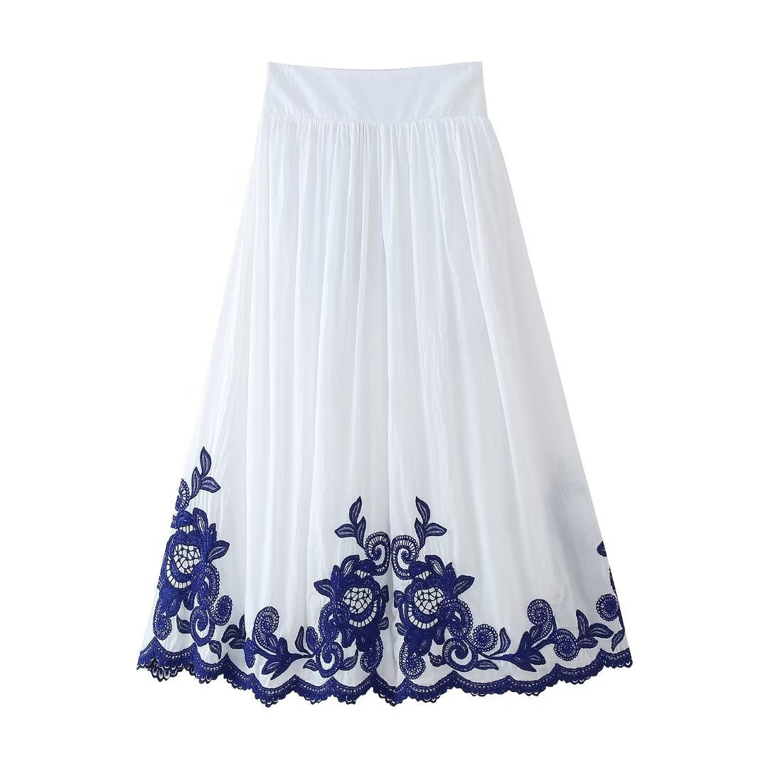 Conjunto para mujer blusa y falda con bordado floral con estilo bohemio - Alondra