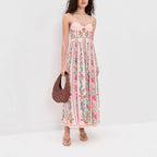 Vestido largo para mujer de tirantes finos estampado floral romántico - Tatiana