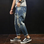 Pantalón vaquero hombre recto efecto desgastado rasgado - David