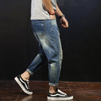 Pantalón vaquero hombre recto efecto desgastado rasgado - David
