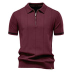 Polo para hombre de punto manga corta cremallera clásico - Baptiste