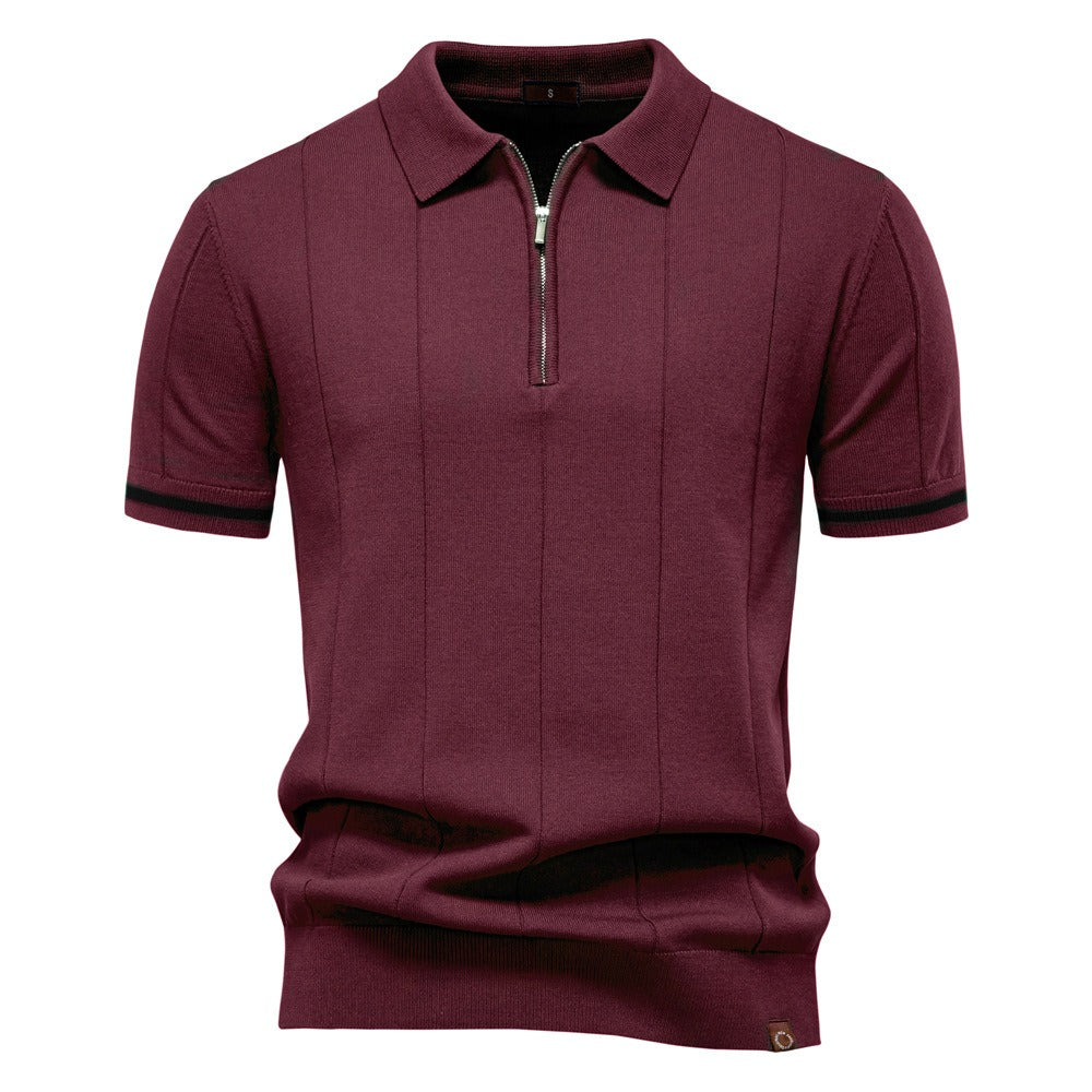 Polo para hombre de punto manga corta cremallera clásico - Baptiste