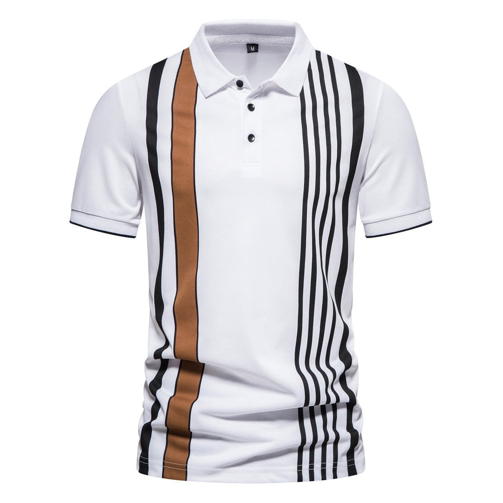 Polo para hombre de algodón estampado líneas verticales - Matteo