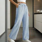 Pantalón mujer algodón a rayas estilo ancho - Bianca