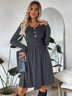 Vestido mujer punto suave botones cruzado - Athena