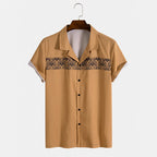 Camisa casual para hombre de manga corta con bordado geométrico - Sven