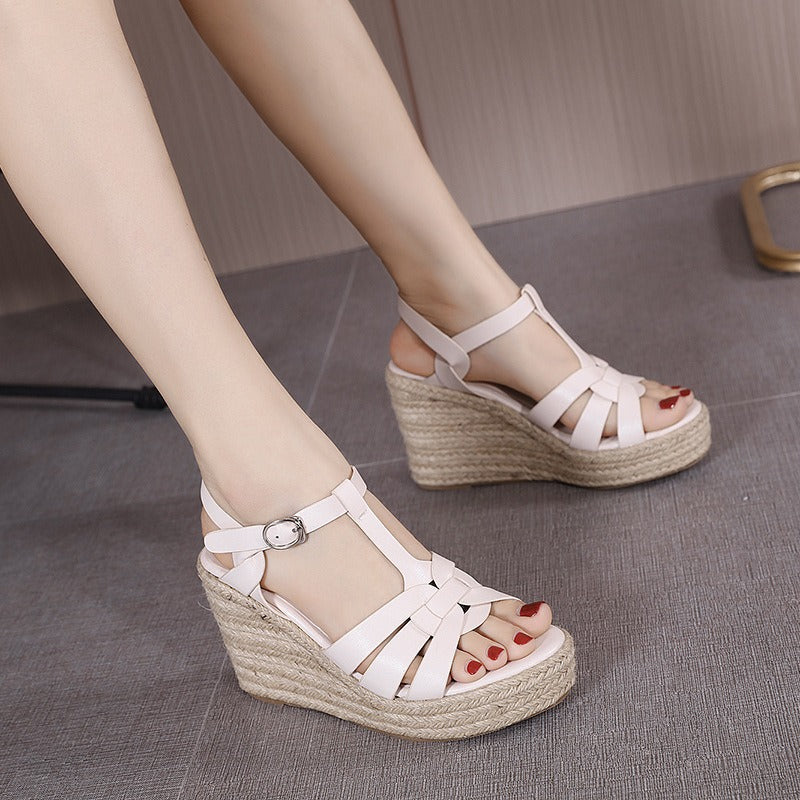 Sandalias plataforma yute con tiras cruzadas - Liora