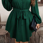 Vestido corto con lazo en cintura - Narella