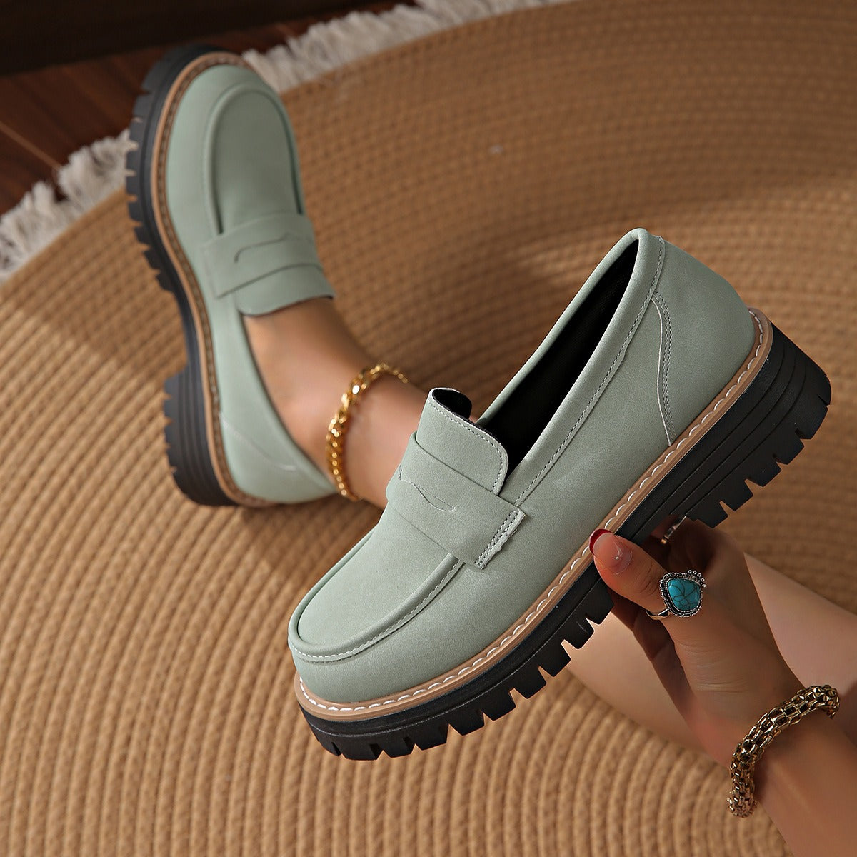 Mocasines para mujer de plataforma antideslizante estilo casual - Marjolaine