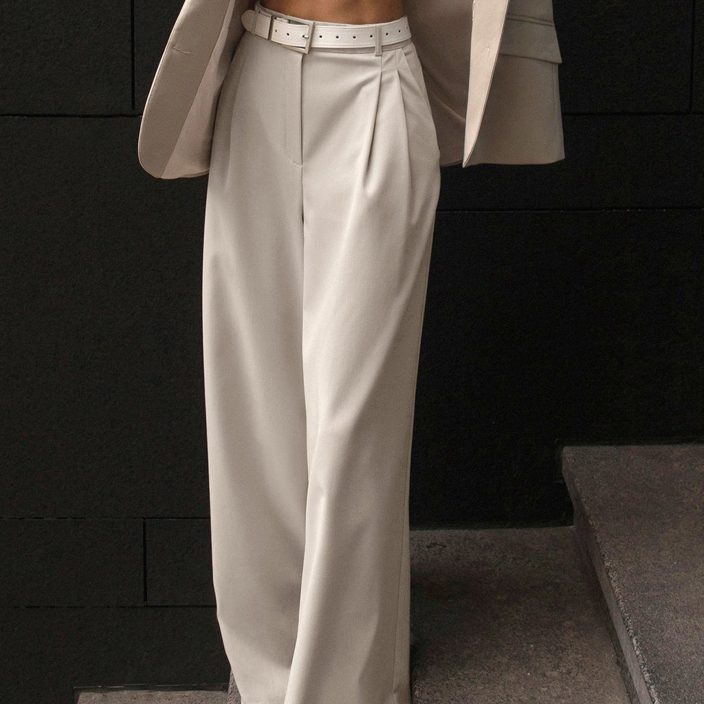 Pantalón para mujer de pierna ancha talle alto estilo sastrero - Renata