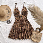 Vestido  corto mujer tirantes estilo animal print plisado - Enara