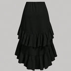 Falda midi para mujer de volantes asimétricos con fruncido lateral corte irregular - Nadège
