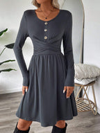 Vestido mujer punto suave botones cruzado - Athena
