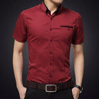 Camisa para hombre de manga corta algodón corte slim - Adrien