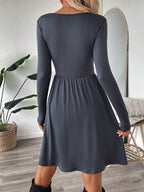 Vestido mujer punto suave botones cruzado - Athena