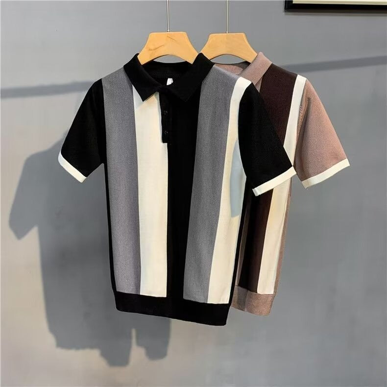 Polo para hombre de punto rayas verticales estilo retro - Mauro