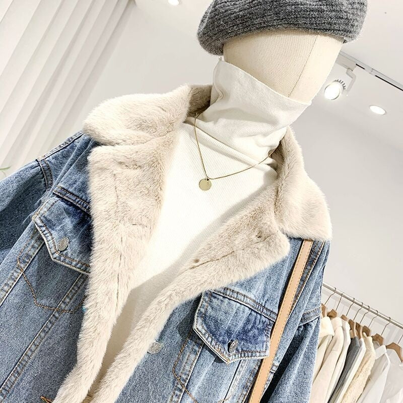 Chaqueta vaquera mujer forro borreguito oversize - Maelis