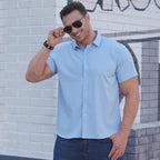 Camisa para hombre de poliéster elástico con manga corta - Lauro