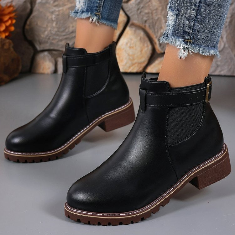 Botines mujer piel sintética hebilla decorativa estilo casual - Nadia