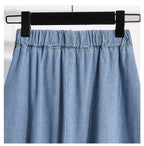 Falda midi para mujer denim cintura elástica con botones - Renata
