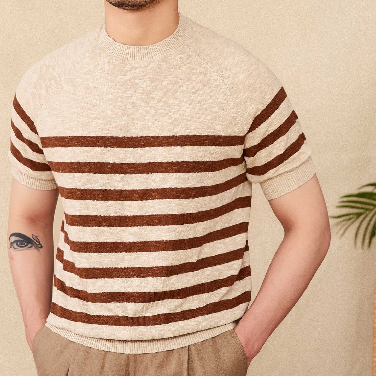 Camiseta para hombre de punto fino rayas horizontales - Benoît