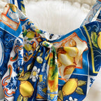 Vestido largo para mujer con estampado cítricos estilo con tirantes - Nina