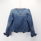 Chaqueta vaquera mujer cuello redondo bolsillos frontales - Hila