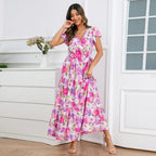 Vestido largo mujer floral cruzado estilo vaporoso - Zulma