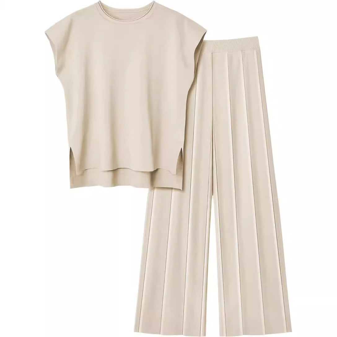 Conjunto fluido de top sin mangas y pantalón plisado - Oriane