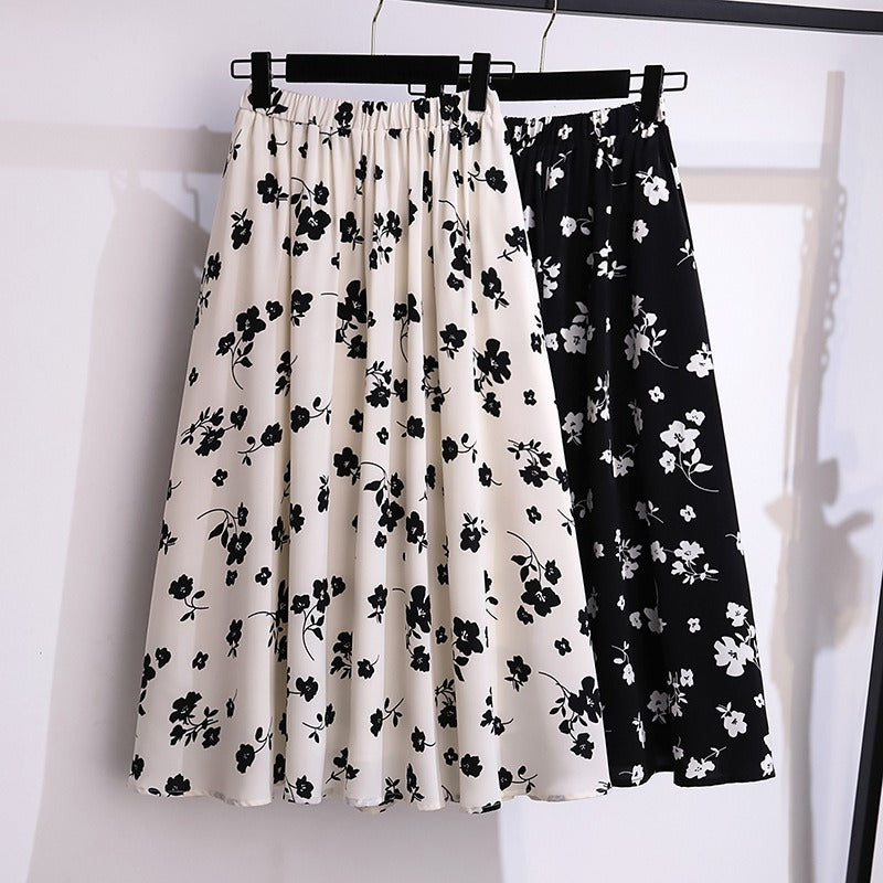 Falda midi para mujer de gasa estampado floral corte fluido - Renata