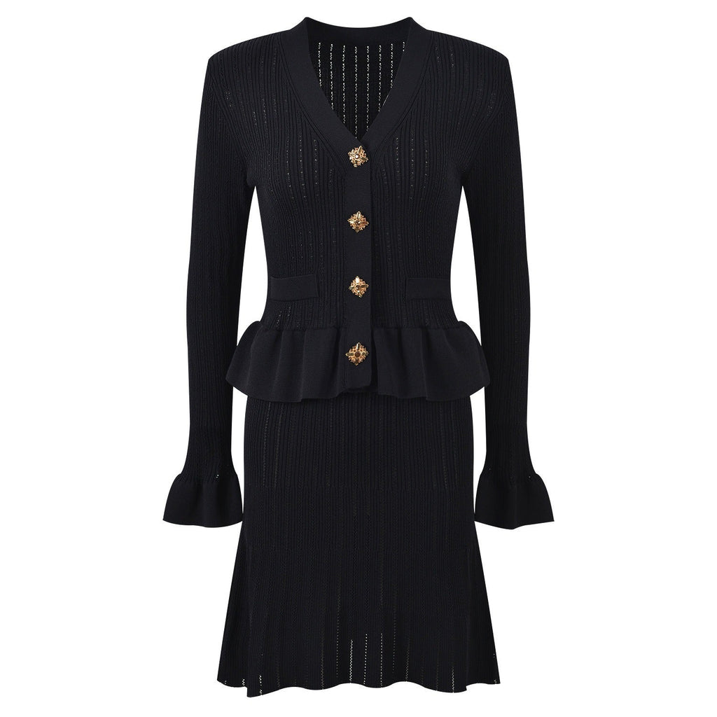 Vestido de punto con botones joya - Mireille